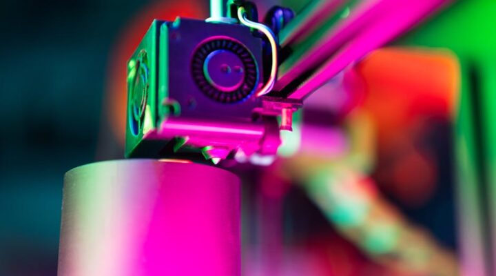 Modern digital printing press in action producing vibrant custom boxes with variable data personalization high resolution close up showing inkjet heads and colorful output