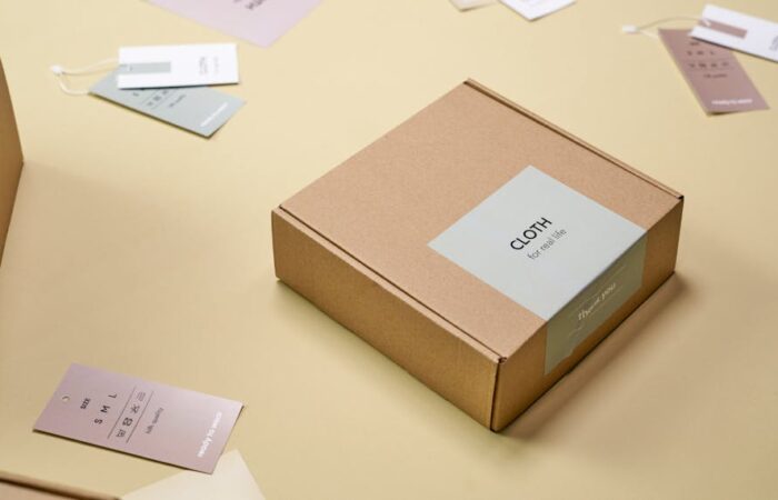 Infographic showing common mailer box sizes with measurements product examples like apparel and cosmetics inside clean vector style with labels