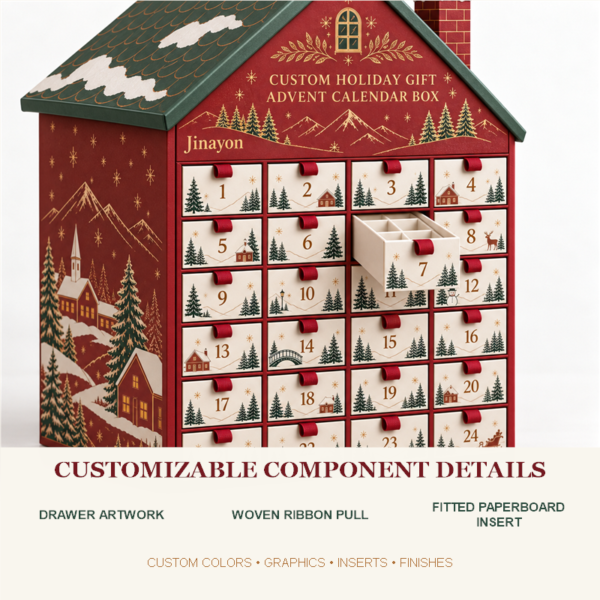 Custom 24-Day Snowridge Village Gable House Advent Calendar Gift Box