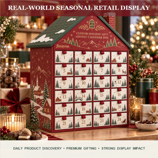 Custom 24-Day Snowridge Village Gable House Advent Calendar Gift Box