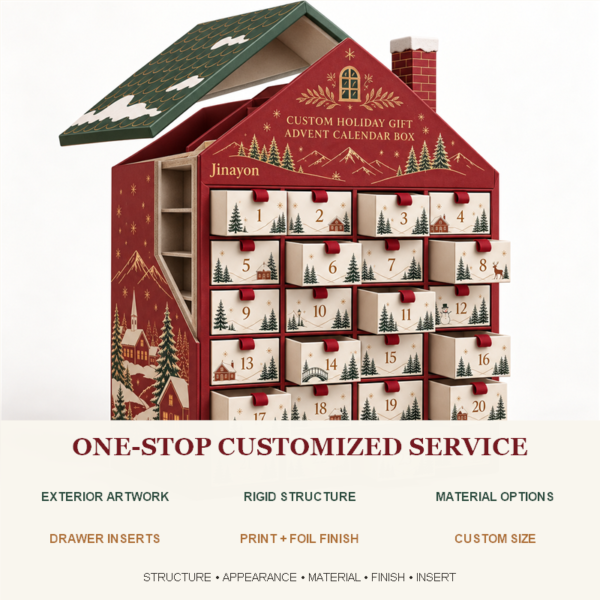 Custom 24-Day Snowridge Village Gable House Advent Calendar Gift Box