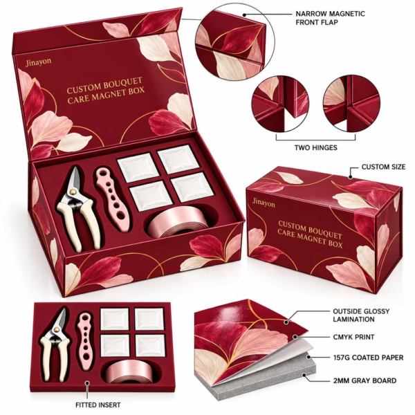 Custom Logo Bouquet Care Rigid Magnet Box Valentine's Day Box