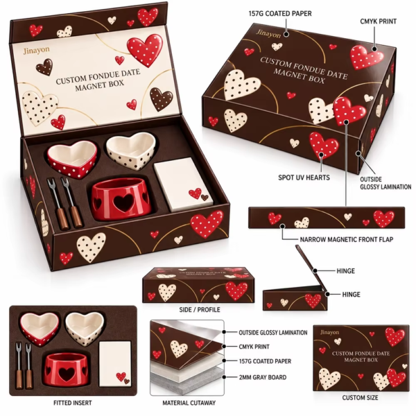 Custom Printed Magnetic Closure Valentine's Day Rigid Magnet Box