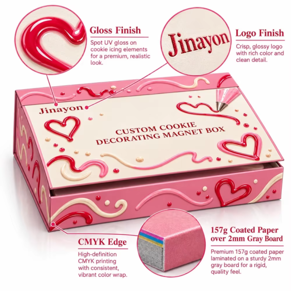 Printed Custom Logo Cookie Decorating Magnetic Rigid Box Valentine's Day