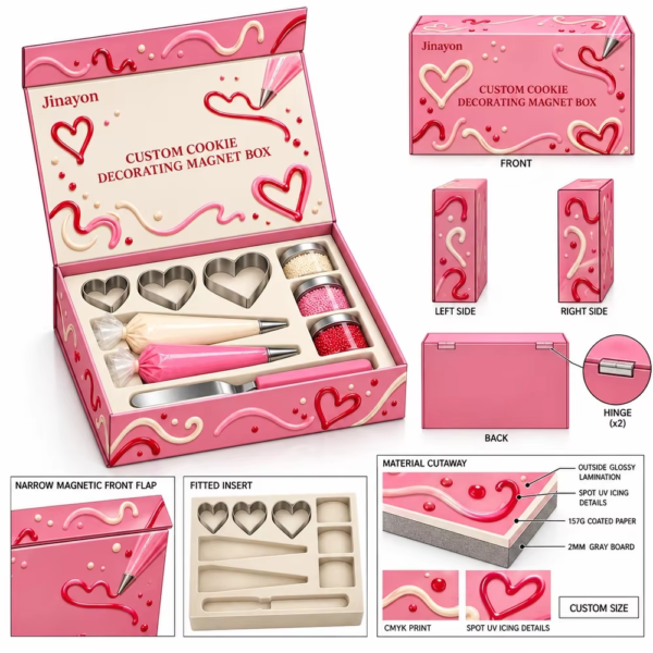 Printed Custom Logo Cookie Decorating Magnetic Rigid Box Valentine's Day
