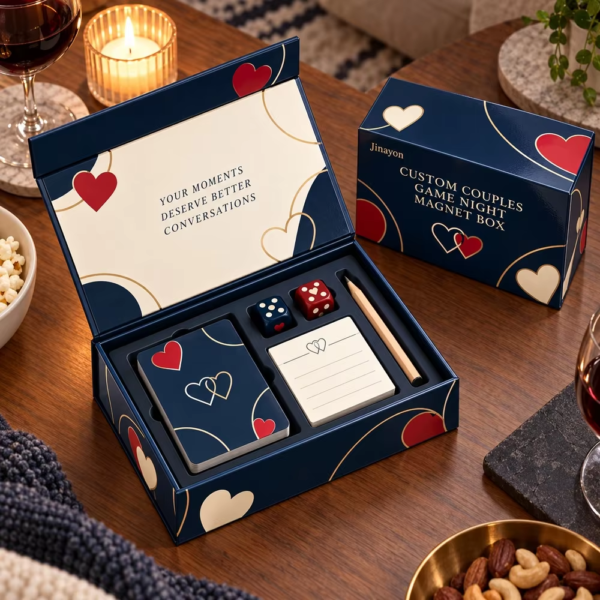 Printed Custom Logo Couples Game Night Magnet Rigid Box Valentine's Day Box