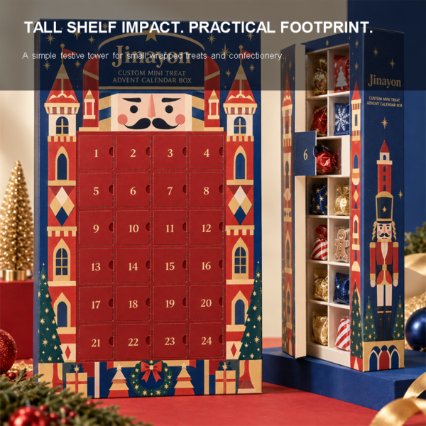 Festive Tower Mini Treat Advent Calendar Box with Recycled Materials