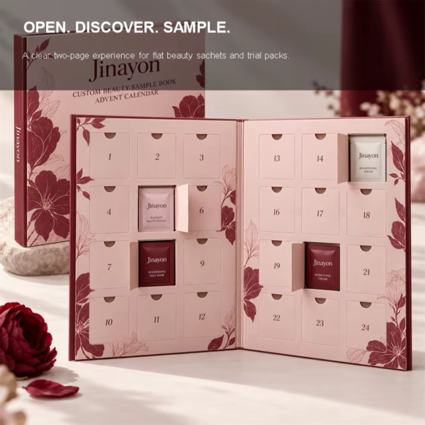 Double-page Book Style Beauty Sample Advent Calendar Box