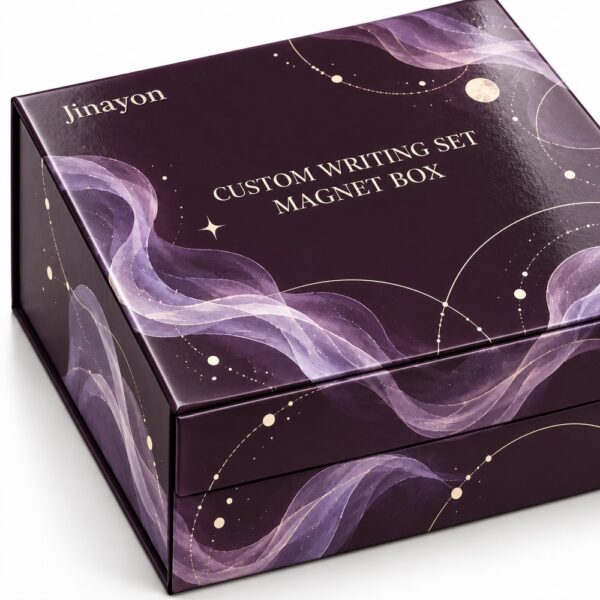 Custom Writing Set Magnetic Gift Box | Printed Rigid Stationery Packaging with Spot UV