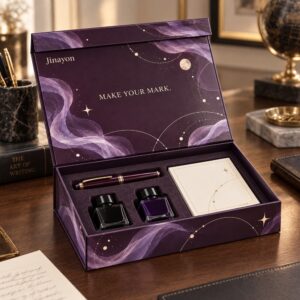 Custom Writing Set Magnetic Gift Box | Printed Rigid Stationery Packaging with Spot UV