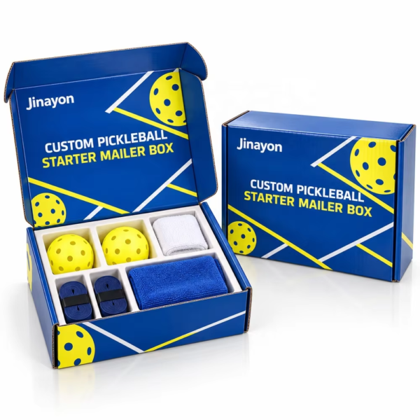 Custom Printed Pickleball Starter Kit Mailer Box Self Locking Corrugated Paper Packaging for Retail Shipping