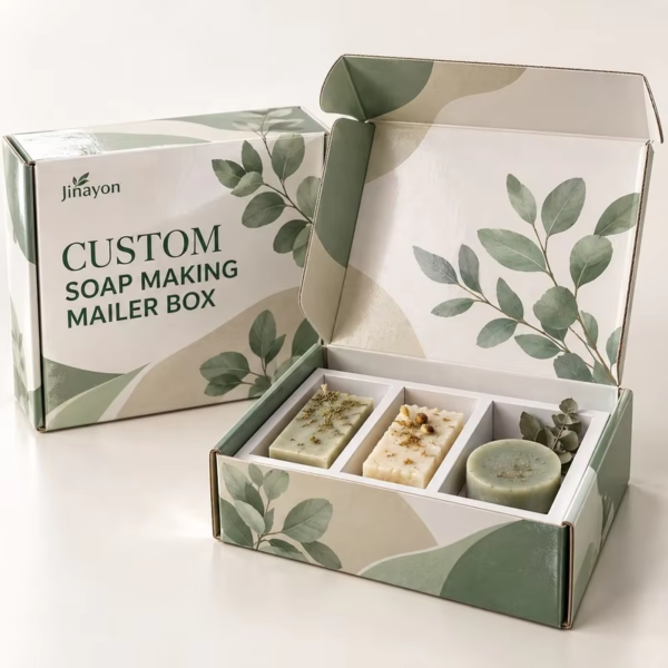 Custom Glossy Lamination E-Flute Soap Mailer Box Three-Slot Paper Insert Recyclable Sponge Lining Rigid Paper Packaging for