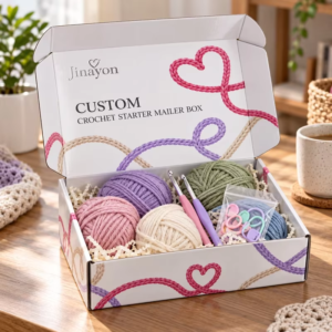 Custom Glossy Sponge Lined Crochet Starter Mailer Box Silver Foil Magnetic Closure for E-Commerce Promotion Exhibition