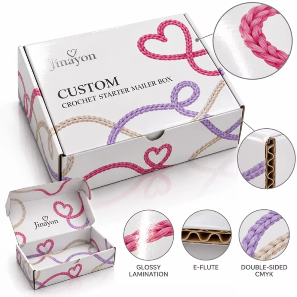 Custom Glossy Sponge Lined Crochet Starter Mailer Box Silver Foil Magnetic Closure for E-Commerce Promotion Exhibition