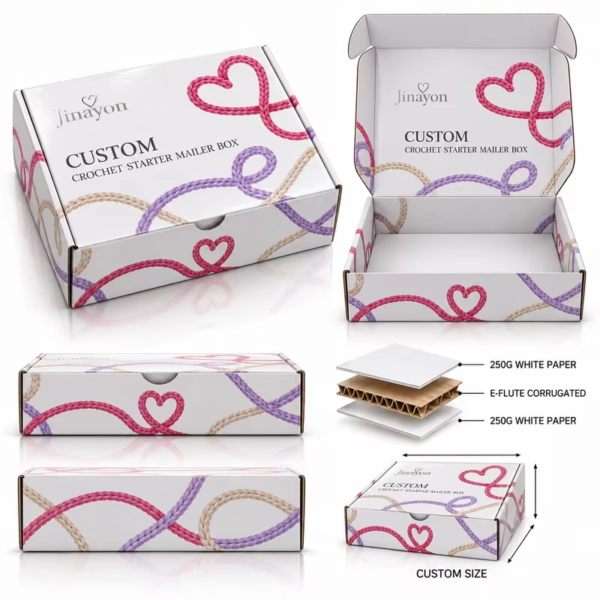 Custom Glossy Sponge Lined Crochet Starter Mailer Box Silver Foil Magnetic Closure for E-Commerce Promotion Exhibition
